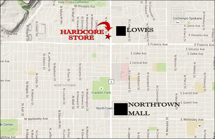Hardcore Supplements and Fitness Supply Location Map